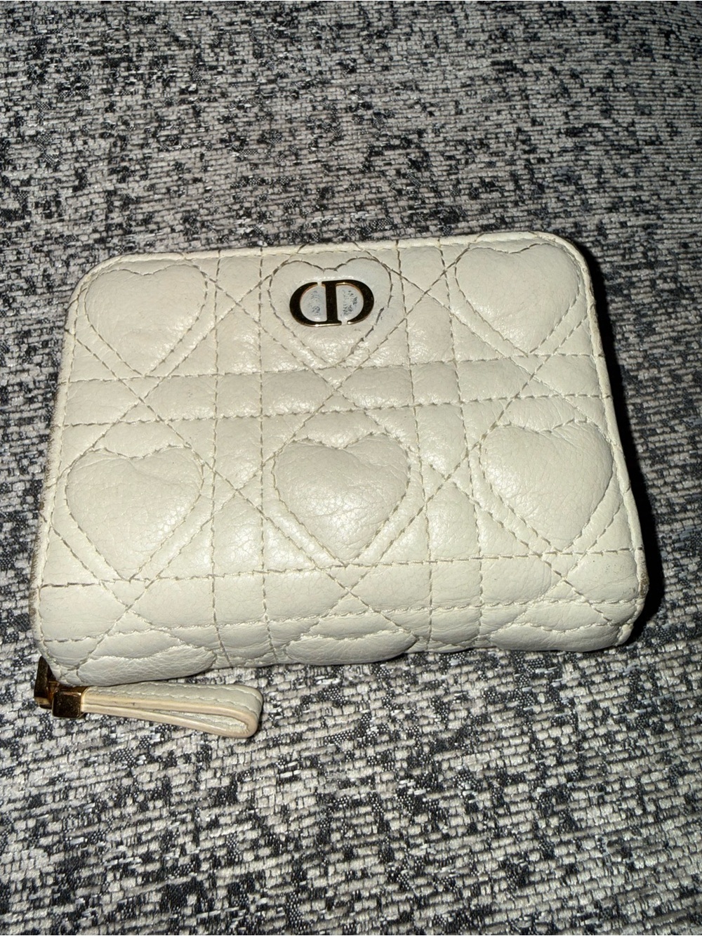 Christian Dior Caro Cannage Heart compact wallet